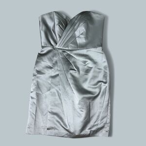 David's Bridal Silver Strapless Sweetheart Sheath Dress